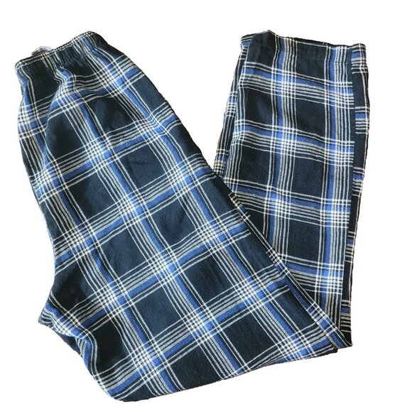 Polo Ralph Lauren Pajama Pants Mens Small Blue Plaid Pockets 100% Cotton - Picture 1 of 16